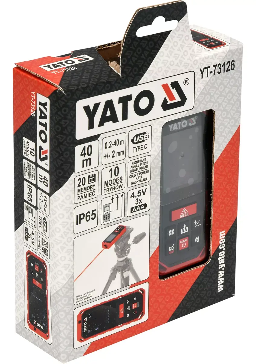 Лазерный дальномер YATO YT-73126 — 40 м, 2 мм Photo 4