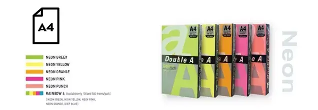 Неоновая бумага Double A DA-Rainbow4-75g A4 Photo 2