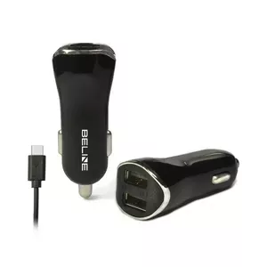 Car charger Beline Beli0005 — 2x USB ports and 1x USB‑C, 2.1A output, black