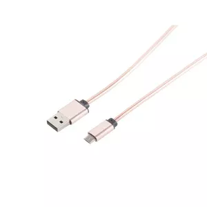 USB kabelis S/CONN 14-11002 1m USB A Micro-USB B Rozā zelta