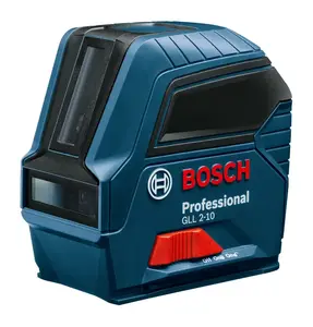 Bosch GLL 2-10 Professional Линейный лазерный уровень с дальностью 10 м, диапазоном самовыравнивания 4 градуса, точностью 0.3 мм/м и питанием от батареек AA
