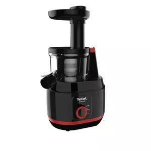 Slow juicer Tefal Juiceo ZC150 — 150 W, 4.5 cm feeding tube, 0.8 L juice & pulp containers, 80 RPM, Black/Red