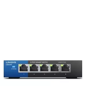 Linksys LGS105 Nepārvaldīts L2 Gigabit Ethernet (10/100/1000) Melns, Zils