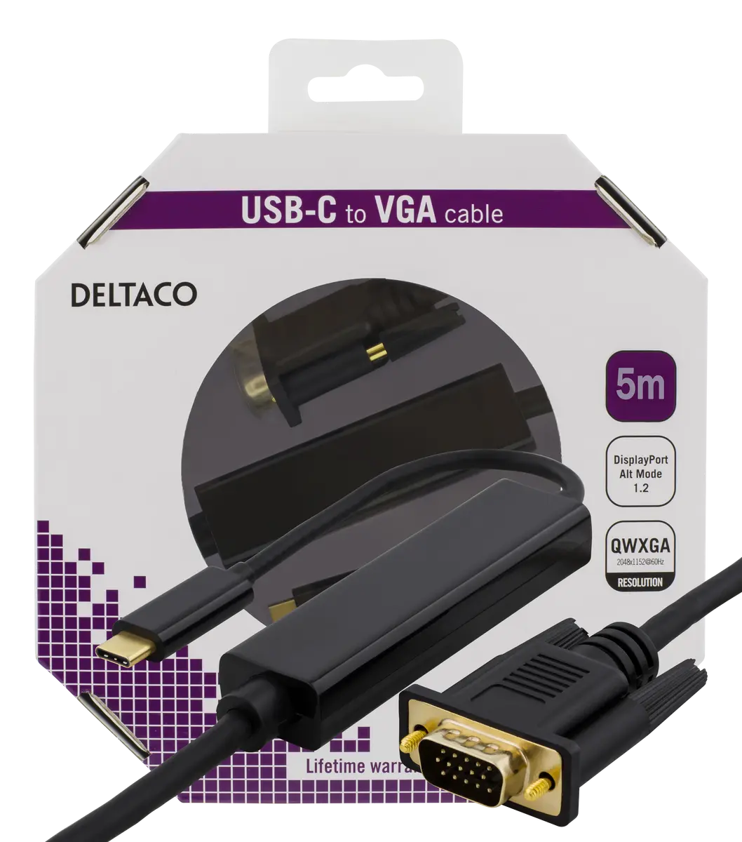Video kabeļa adapteris Deltaco USBC-1089-K, USBC-1089-K