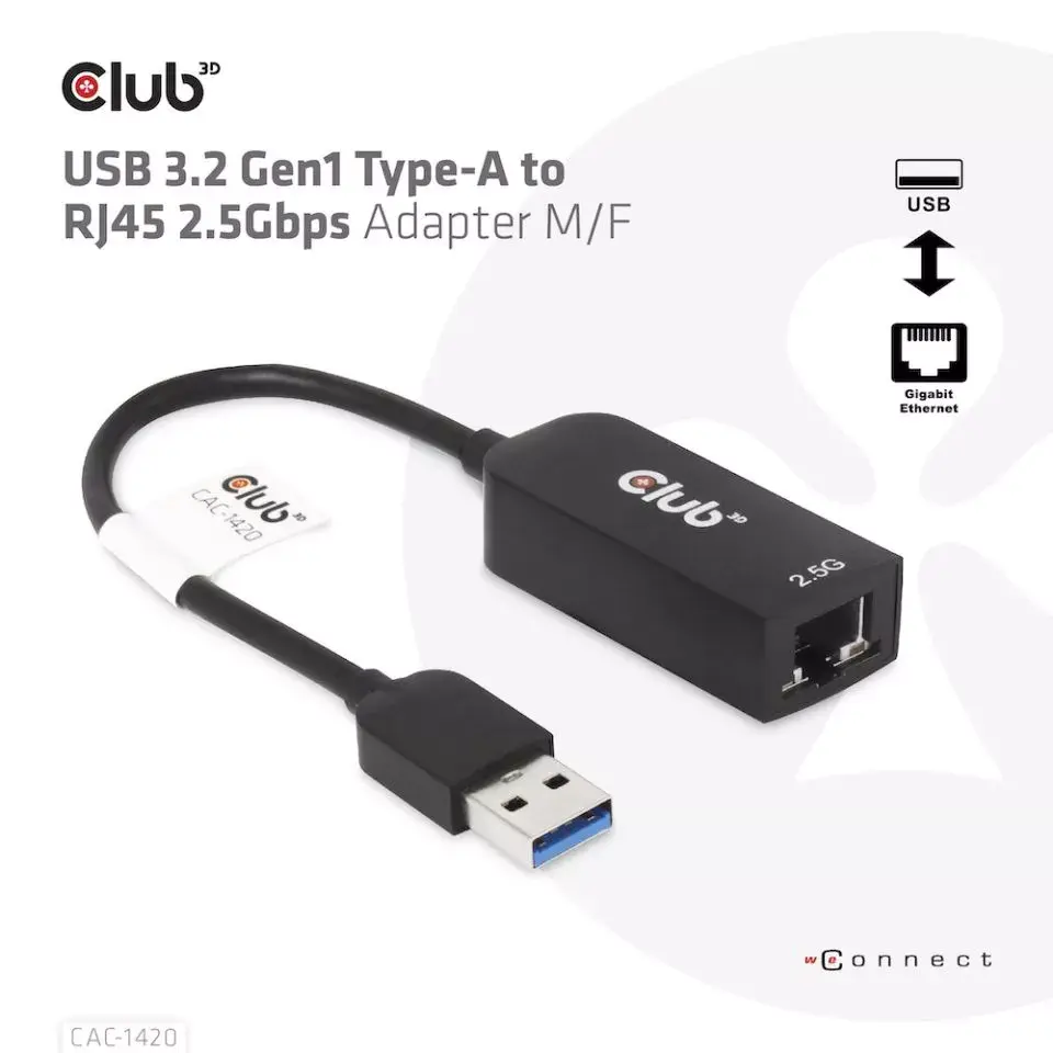Адаптер USB 3.2 Gen1 Type A к RJ45 CLUB3D Photo 4