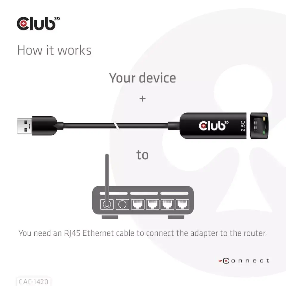 Адаптер USB 3.2 Gen1 Type A к RJ45 CLUB3D Photo 6