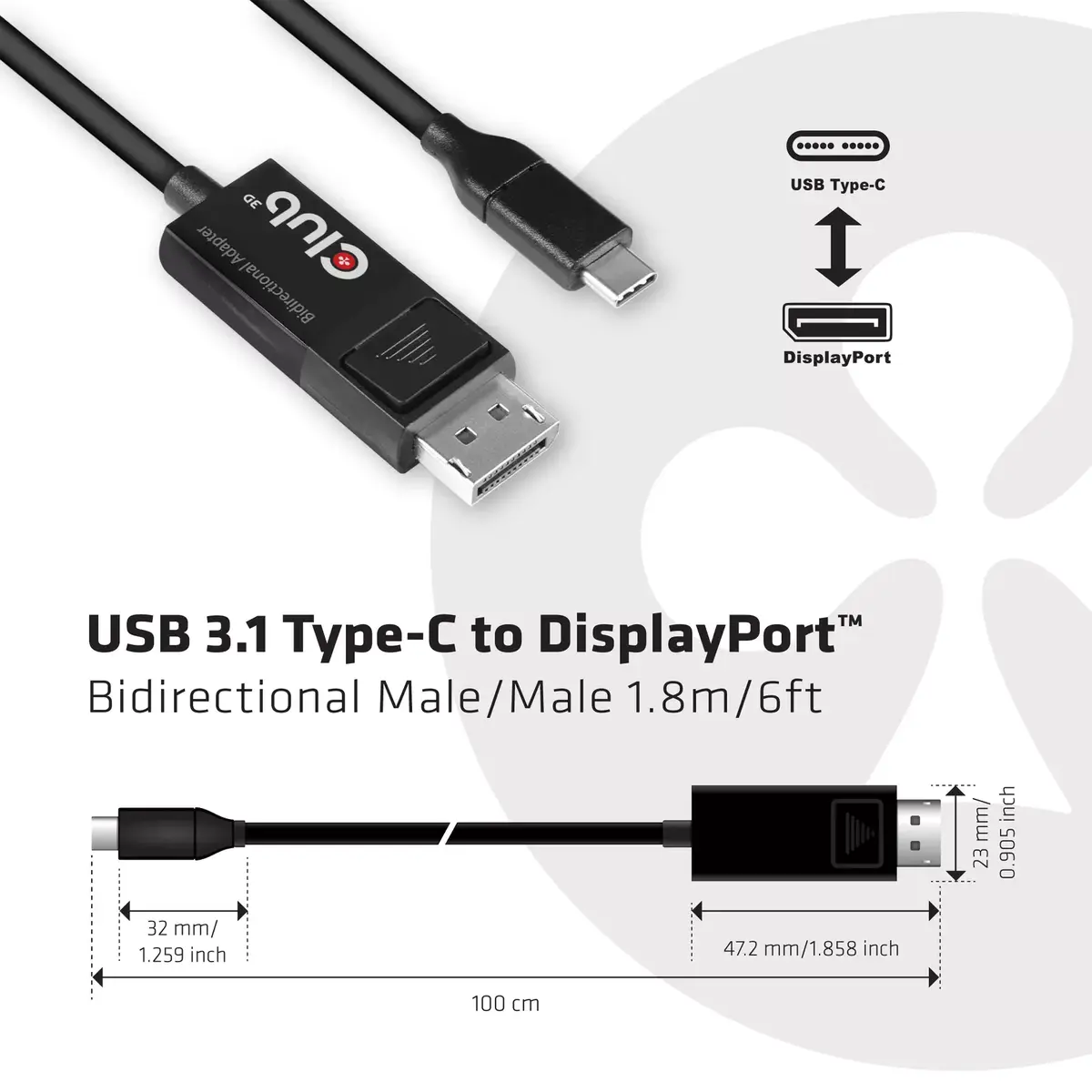 USB Type C кабель на DP 1.4 8K60Hz CLUB3D Photo 4