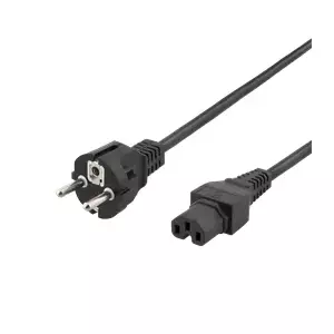 Сетевой кабель Deltaco DEL-117 Черный 1м C15 Coupler CEE7/7