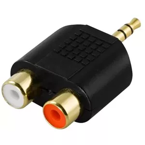 Deltaco AA-25 kabeļu spraudņu pāreja 3.5mm 2x RCA Melns