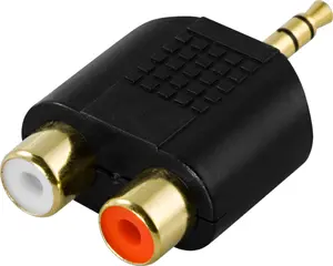 DELTACO AA-25 audio cable adapter 3.5mm male to RCA female with gold-plated contacts and black design
