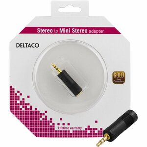 Deltaco AD-2-K audio kabelis 6.35mm 3.5mm Melns