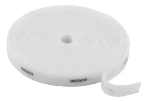 Deltaco CM05W Kabeļu savilcejs lipeklis Balts garums 5000 mm platums 10 mm