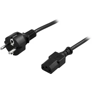 Power Cable Deltaco DEL-109L Black 1 m CEE7/7 IEC C13