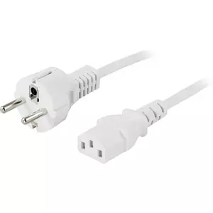 Power Cable Deltaco DEL-109LV White 1m CEE7/7 IEC C13