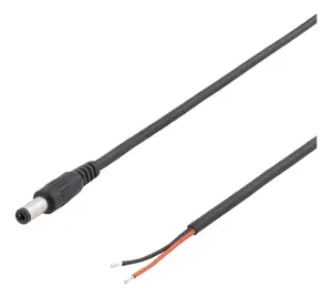 Силовой кабель DELTACO DEL-109UB 5.5x2.1mm DC с открытым концом 2 м черный