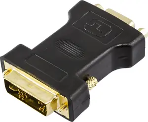 DELTACO DVI-4 cable gender changer with DVI-A male and VGA D-Sub female connectors in black
