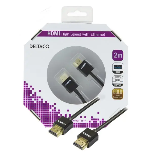 HDMI kabelis Deltaco HDMI-1092-K 2m, HDMI-1092-K