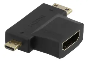 Deltaco HDMI-22G HDMI cable featuring HDMI Type A Female and HDMI Type D Micro Male connectors with gold-plated contacts and support for 4K resolution in black