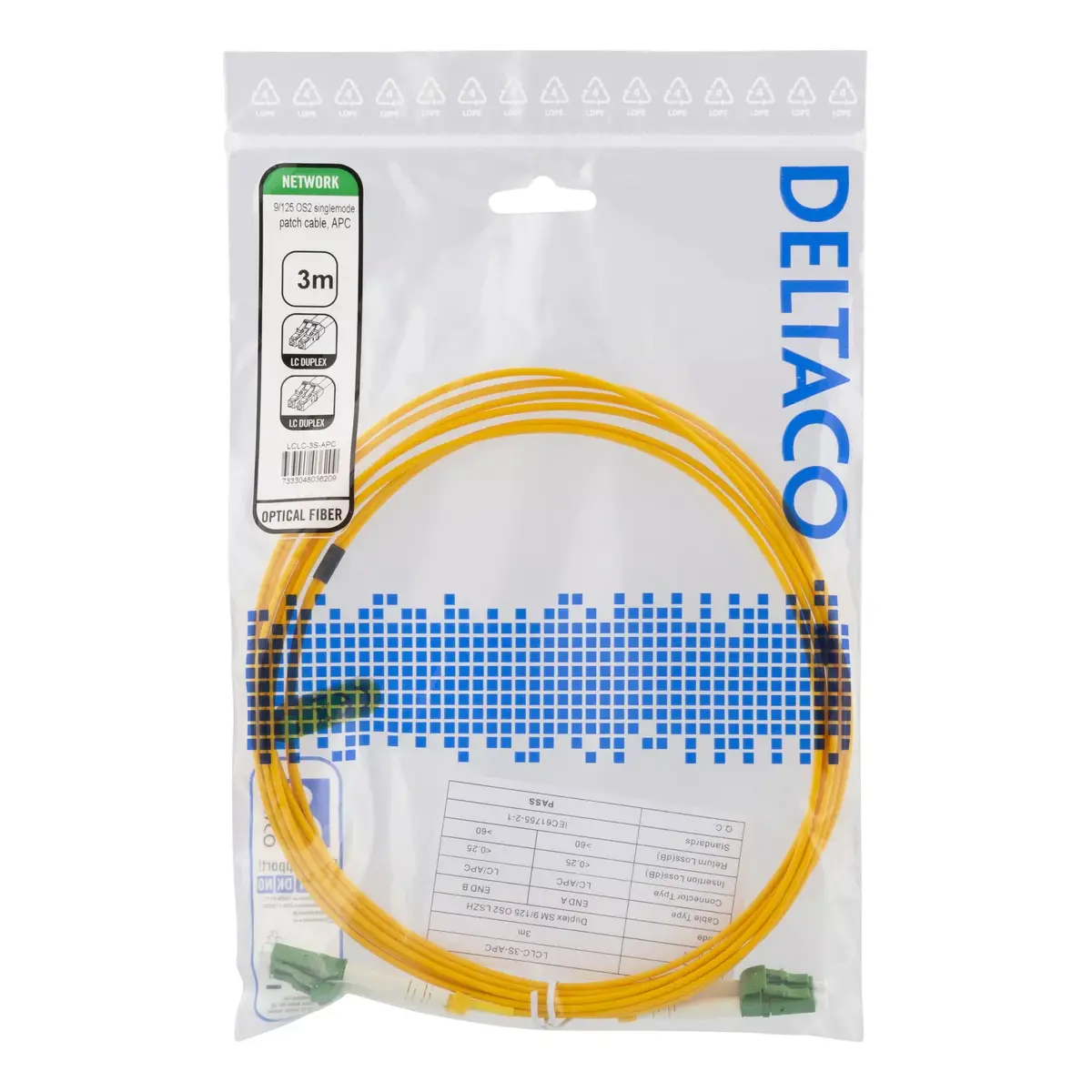 Optiskā šķiedra kabelis Deltaco LCLC-3S-APC Photo 2