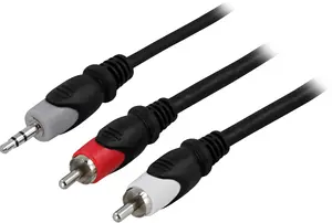 Deltaco MM-141 Audio Cable 3.5mm Male to RCA Male 3 m Black Nickel-plated Contacts