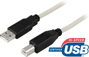 Deltaco USB-205 USB cable USB 2.0 0.5 m USB A USB B 0.48 Gbit/s Grey