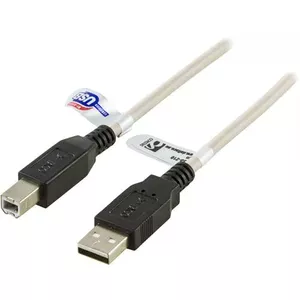 USB kabelis Deltaco USB-210 USB 2.0 1m USB A USB B Bežs Melns