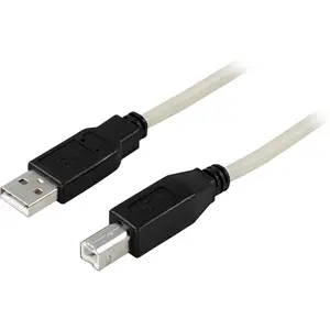 DELTACO USB-210 USB 2.0 Kabelis USB A uz USB B 1 m Pelēks 0.48 Gbit/s Niķelēti kontakti