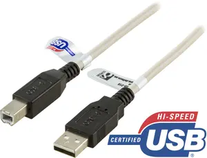 Кабель Deltaco USB-210 USB 2.0 USB A - USB B 1 м серый 0.48 Гбит/с никелированные контакты