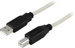 Deltaco USB-218 USB 2.0 Cable USB A to USB B Male 2 m Grey 0.48 Gbit/s