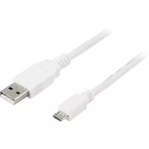 Deltaco USB-299W USB kabelis 0,25 m USB 2.0 USB A Micro-USB B Balts