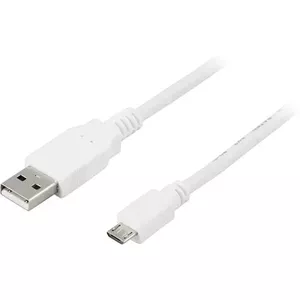 USB kabelis Deltaco USB-302W 2m USB A Micro-USB B balts