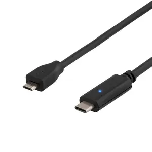 Deltaco USBC-1023 USB 2.0 kabelis ar USB C un USB A / Micro-USB B savienotājiem, garums 0.5 metri, melns