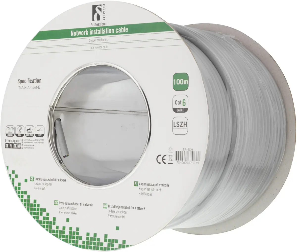 DELTACO TP-48H Tīkla kabelis Cat6 F/UTP