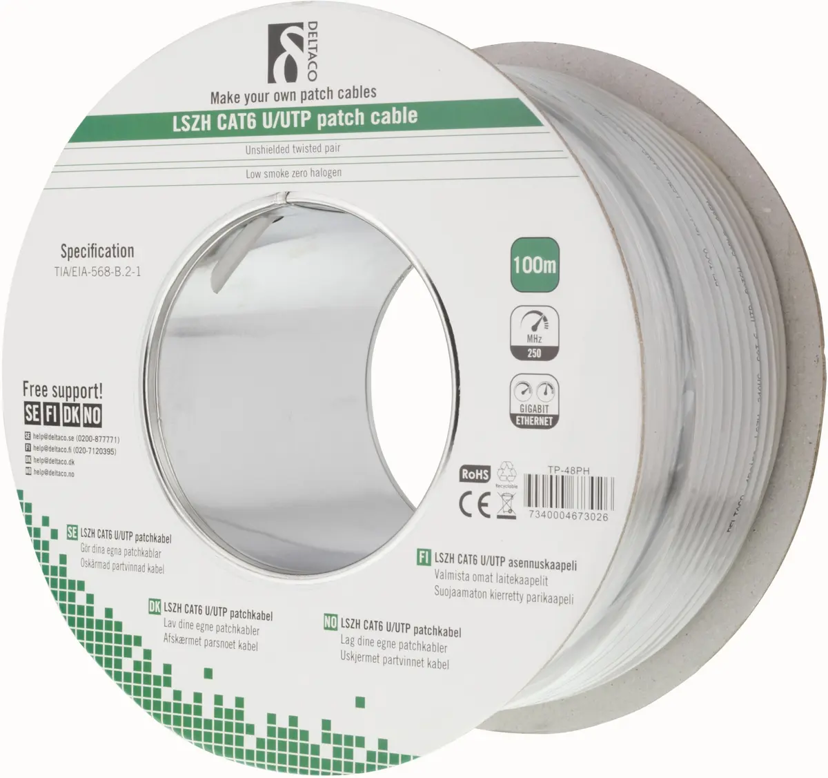 Tīkla kabelis Deltaco TP-48PH Pelēks Cat6