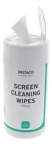 DELTACO CK1003 equipment cleansing kit with 100 cleaning wipes for monitors in white