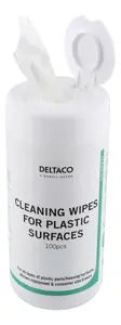 Deltaco CK1022 Equipment cleansing wipes for plastic surfaces, 100 pieces, White