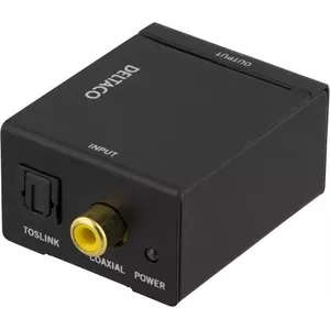 DELTACO Audio pārveidotājs no ciparu uz analogo, 2xRCA, S/PDIF, melns