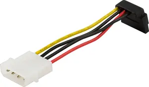 Deltaco SATA-S1 strāvas kabelis vīrietis/sieviete Molex 4-pin uz SATA 15-pin SATA I dzeltens