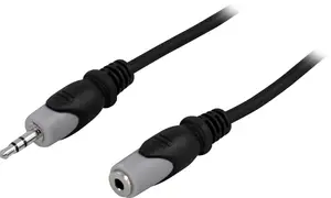 Deltaco MM-163 10 m 3.5mm vīrišķais līdz 3.5mm sievišķais audio pagarinātājs melns niķelēti kontakti