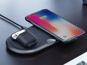 Protective Case Baseus WIAPPOD-01 for AirPods — Black, silicone 2-in-1 cover with wireless charging support