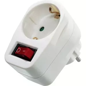 Power socket AS Schwabe 45037 with integrated switch, single outlet, mains plug-in