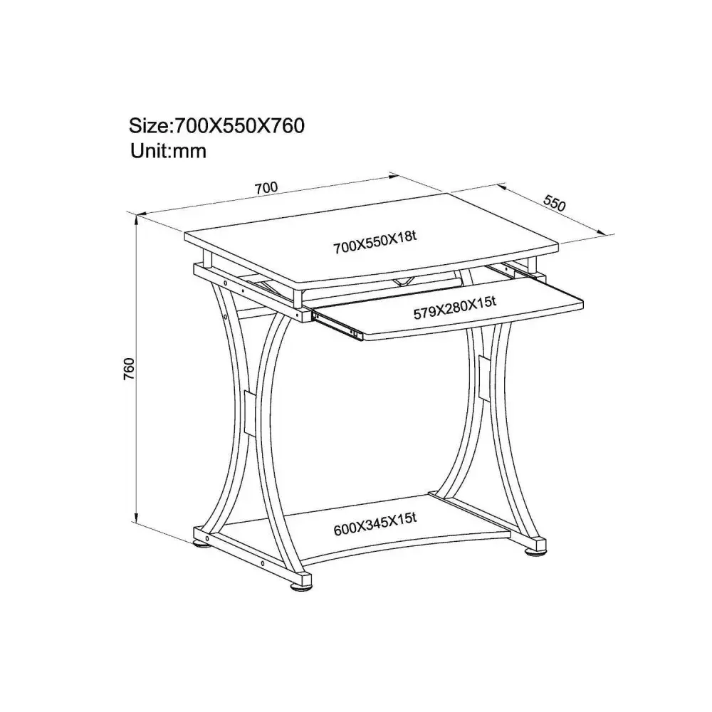Compact Desk Techly ICA-TB 328BK Photo 3
