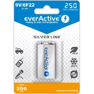Rechargeable 9V NiMH Battery everActive EVHRL22-250 — 200 mAh, 8.4 V, prismatic, pre-charged