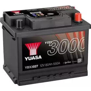 Automašīnas akumulators Yuasa YBX3027 12V 60Ah, bezapkopes svina-skābes akumulators vieglajām automašīnām