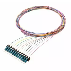 Fiber optic pigtail set, 12-color LC single-mode, 1.0 m tight-buffered, FIN standard