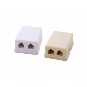 Surface Mount Phone Socket 2xRJ11 Ivory Color SS-2xRJ11-CR