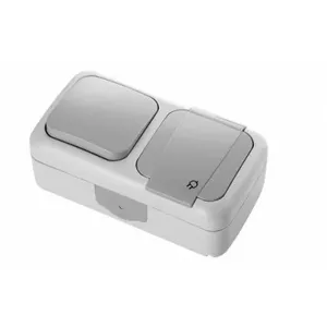 Elektriskais slēdzis un kontaktligzda mitrumdrošs IP54, modelis 9055 5581, pelēks