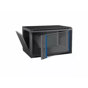 Навесной 19" шкаф стойка 6U 600x600x368 мм, чёрный, с вентиляционными передней и задней панелями