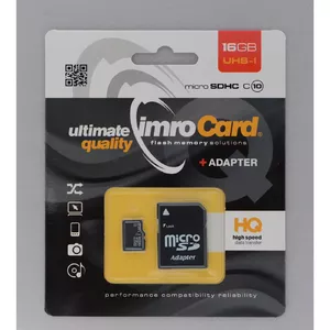 Карта памяти MicroSDHC IMRO 10/16G UHS-I ADP — 16 ГБ, Class 10, чтение 82 МБ/с, запись 21 МБ/с
