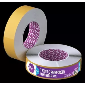 Divpusēja līmlente DBS DBS-CT-5025 — 50 mm × 25 m, caurspīdīga ar PP/tekstilas pastiprinājumu